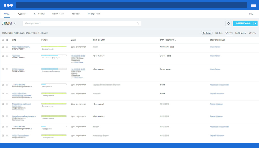 Наполнение CRM